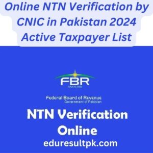 Online NTN Verification by CNIC in Pakistan 2024 Active Taxpayer List